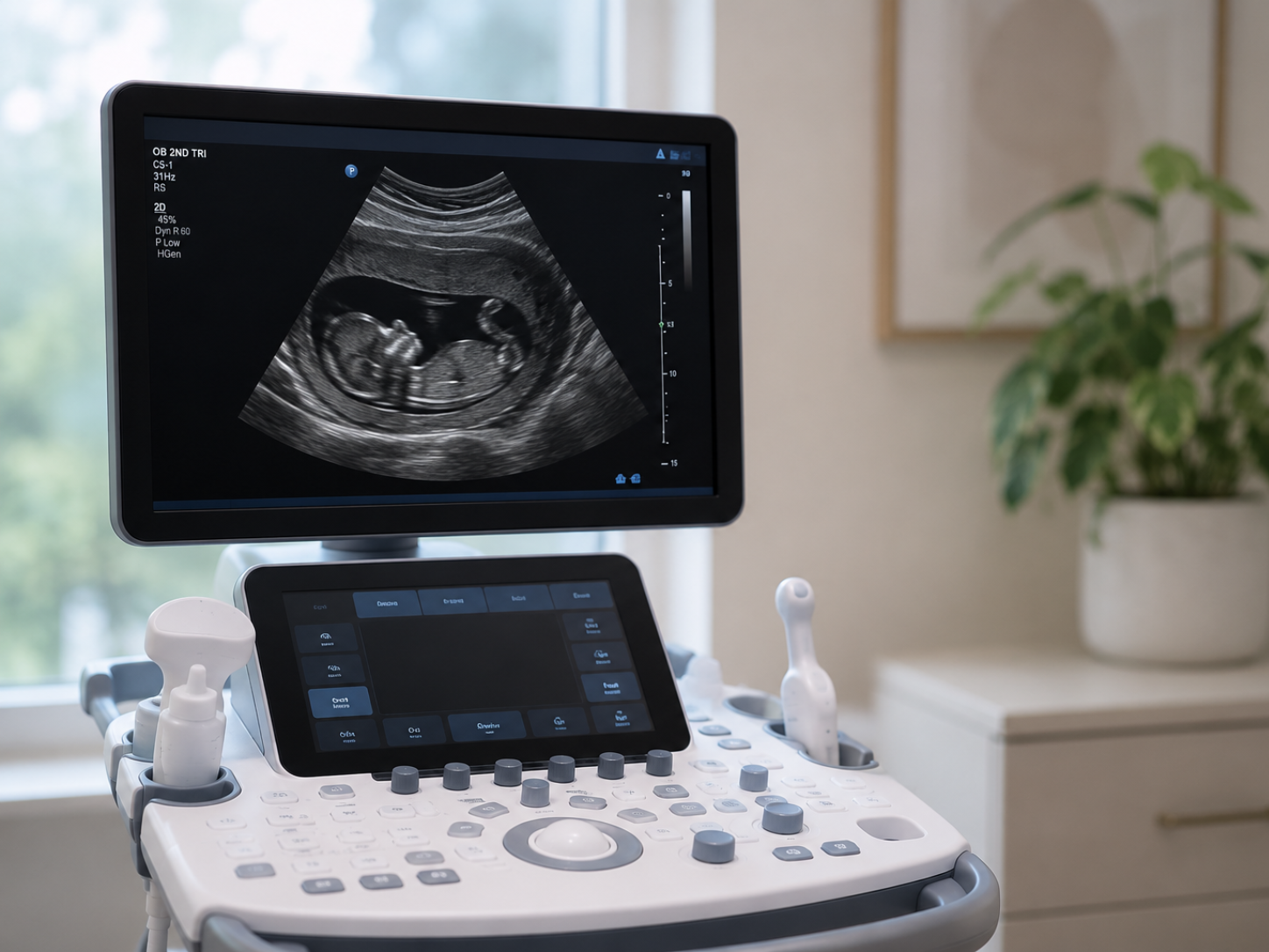 Healthcare provider performing early pregnancy ultrasound in Durham, NC