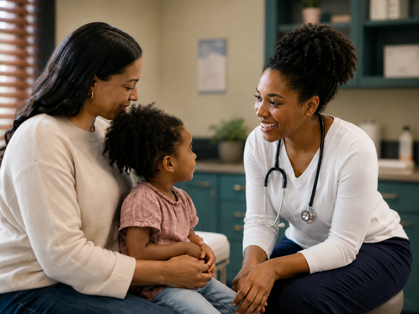 Young child with stethoscope representing pediatric and primary care services at Well Nest Healthcare in Durham, NC